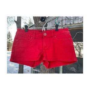 Y2k Red Guess Jeans Denim Short Shorts Low Rise 5 pocket Sz 29